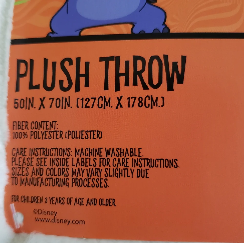 Disney Stitch Pumpkin Halloween Plush Throw Blanket 50x70 NWT